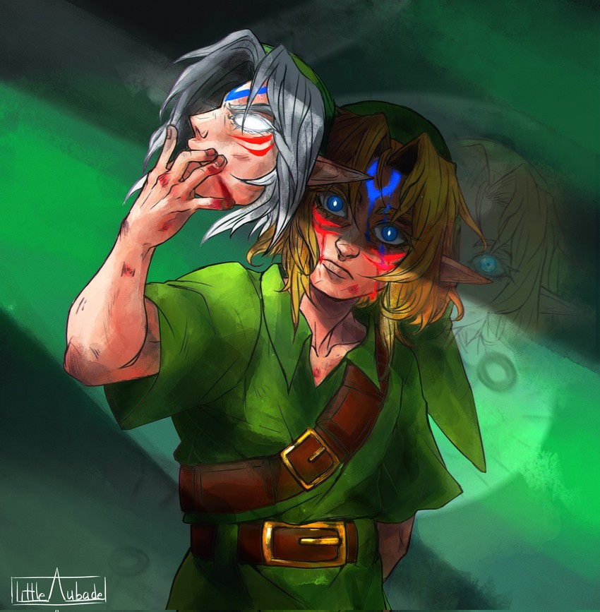 link and fierce deity (the legend of zelda and 1 more) drawn by littleaubade