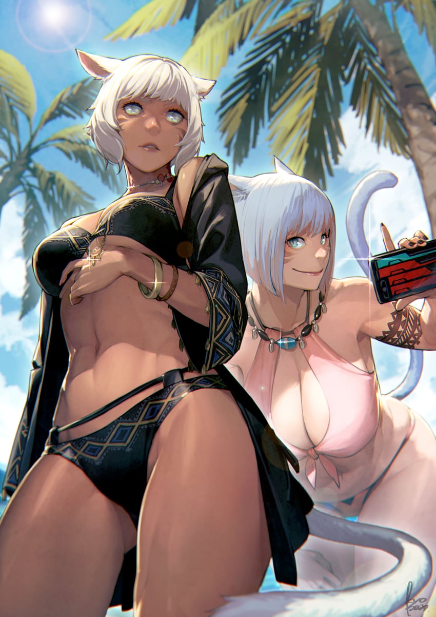 y'shtola rhul and f'lhaminn qesh (final fantasy and 1 more) drawn by kyo_(kuroichigo)