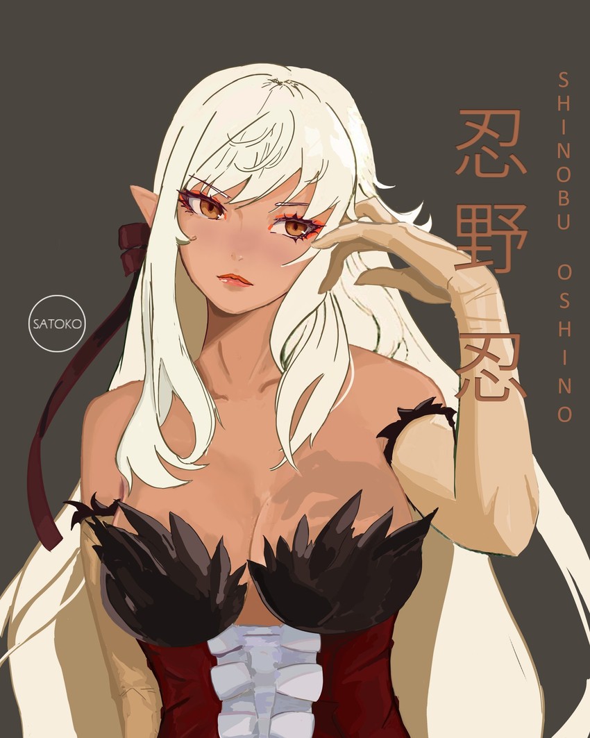 oshino shinobu and kiss-shot acerola-orion heart-under-blade (monogatari and 1 more) drawn by satokoart