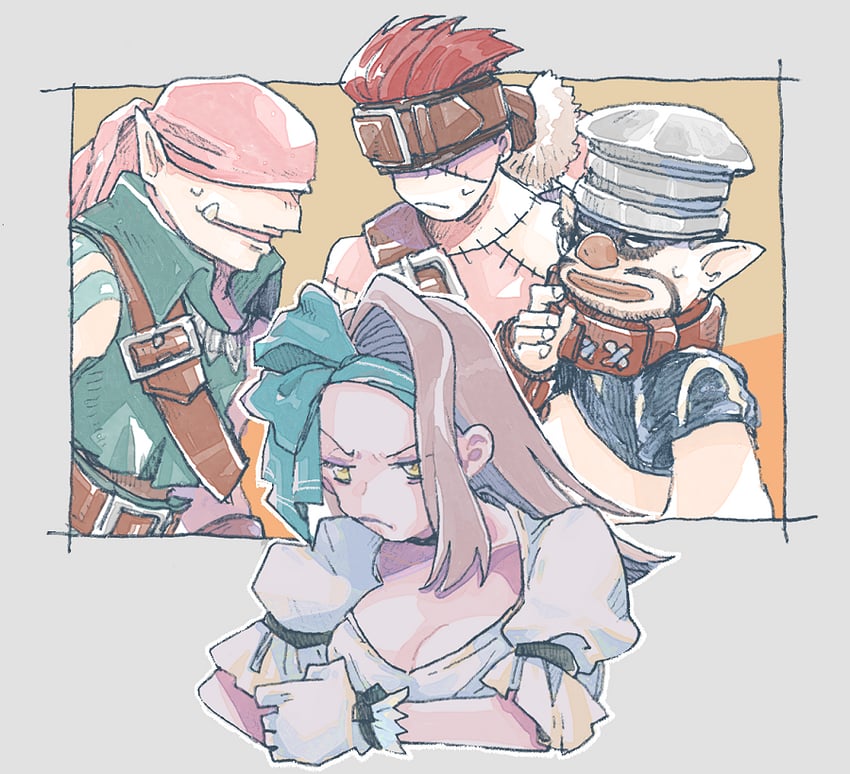 ruby, blank, marcus, and cinna (final fantasy and 1 more) drawn by michibata_65