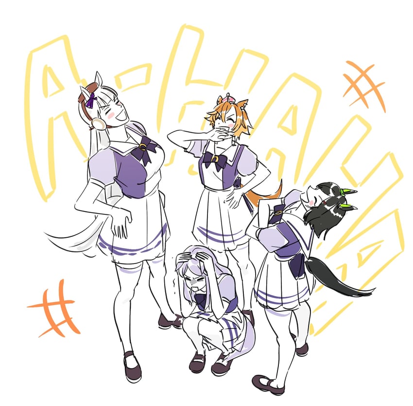 gold ship, mejiro mcqueen, t.m. opera o, and winning ticket (umamusume) drawn by babjeuoman