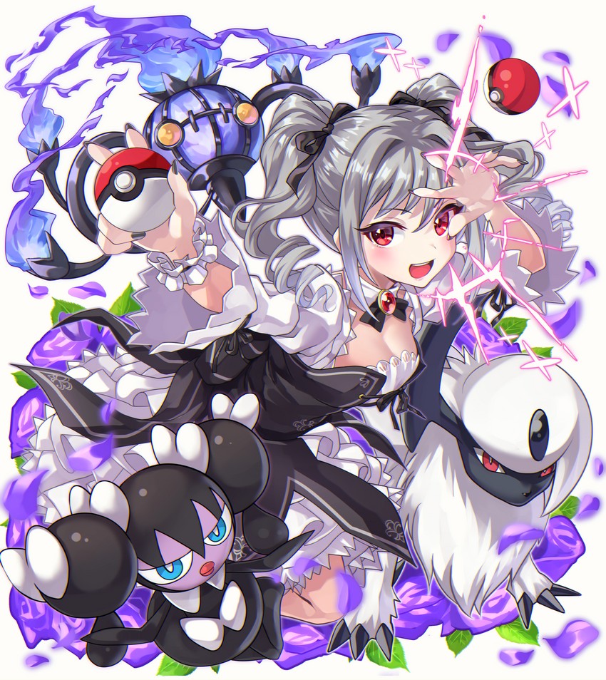 kanzaki ranko, absol, chandelure, and gothorita (pokemon and 2 more) drawn by shashaki