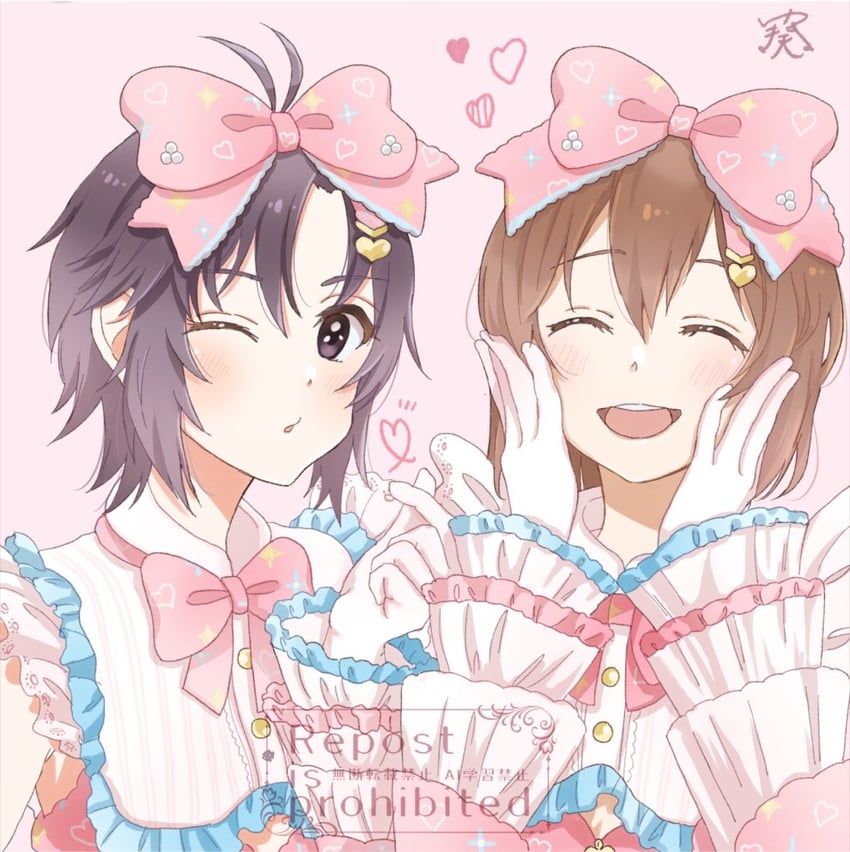 kikuchi makoto and hagiwara yukiho (idolmaster and 1 more) drawn by aoaoaoaoiao