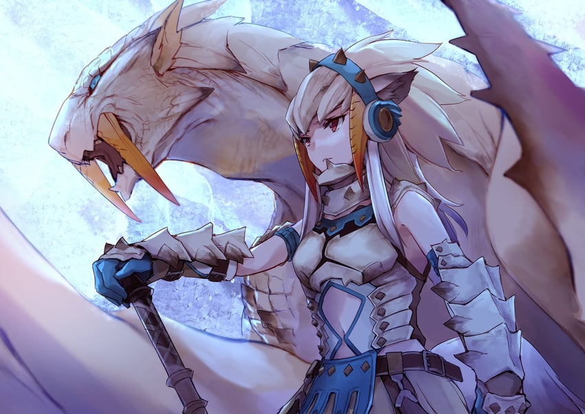 frostleaf and barioth (arknights and 1 more) drawn by e-bushi