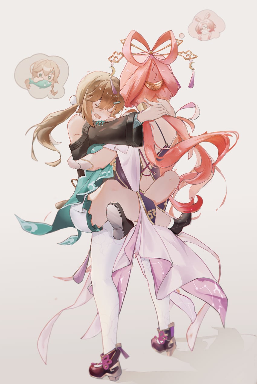 fu xuan and qingque (honkai and 1 more) drawn by 1104373248