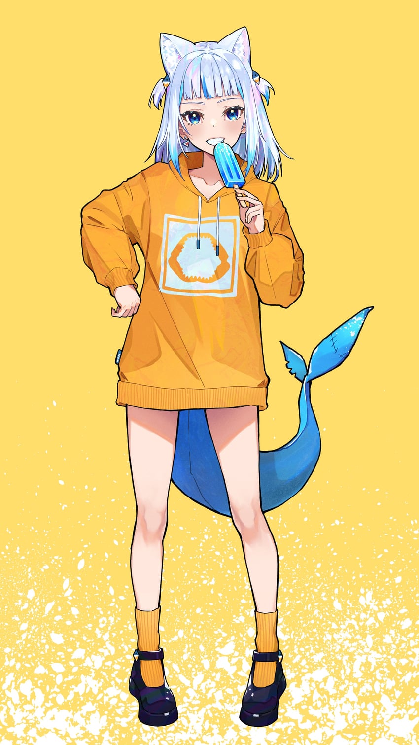 gawr gura (hololive and 1 more) drawn by nasi_nine
