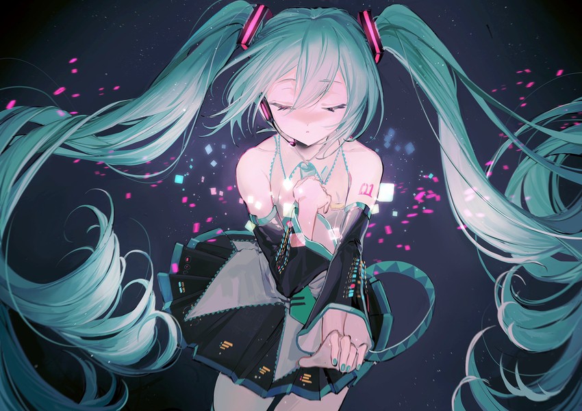 hatsune miku (vocaloid and 1 more) drawn by rumoon