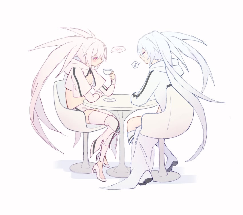 black rock shooter and white rock shooter (black rock shooter) drawn by mehyuew39