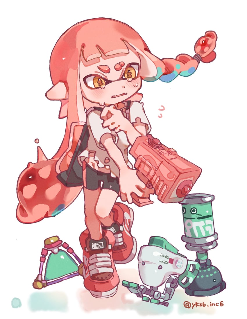 inkling player character, inkling girl, and veronika (splatoon) drawn by yksb_inc6