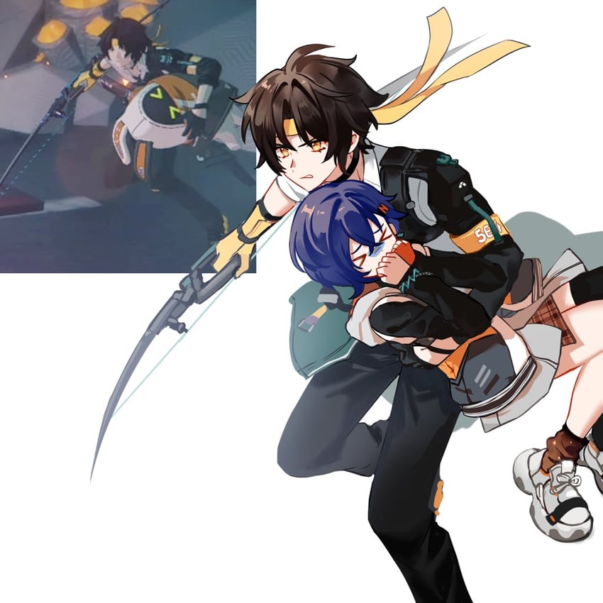 belle, eous, and asaba harumasa (zenless zone zero) drawn by naiah_504