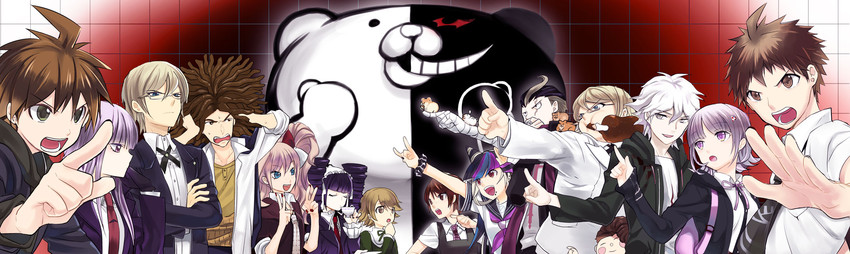 nanami chiaki, komaeda nagito, hinata hajime, kirigiri kyoko, enoshima junko, and 14 more (danganronpa and 3 more) drawn by kuronomine