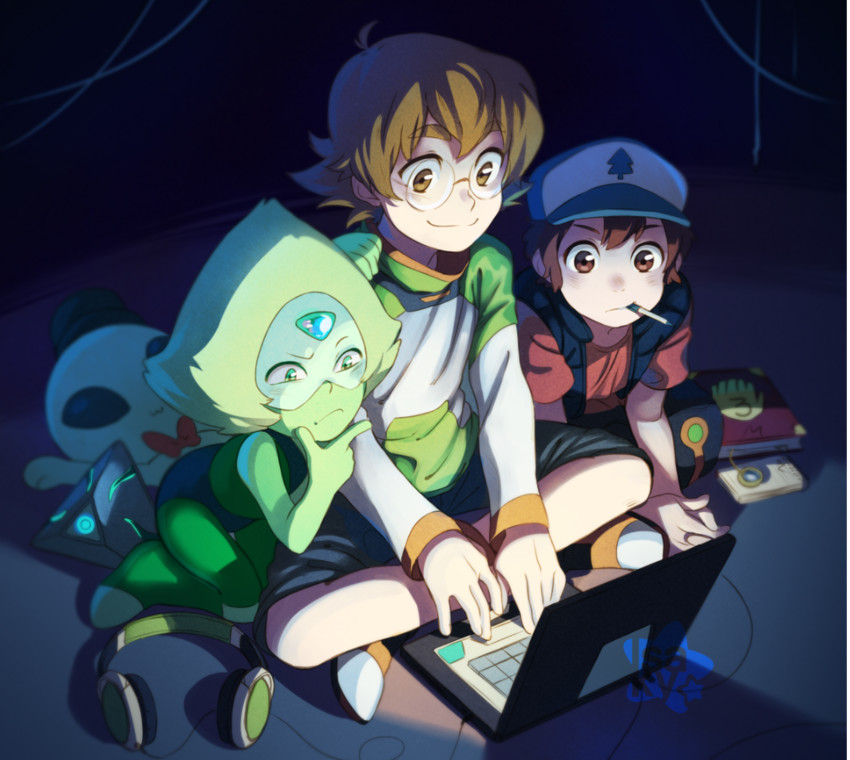 dipper pines, pidge gunderson, and peridot (gravity falls and 3 more) drawn by isakysaku