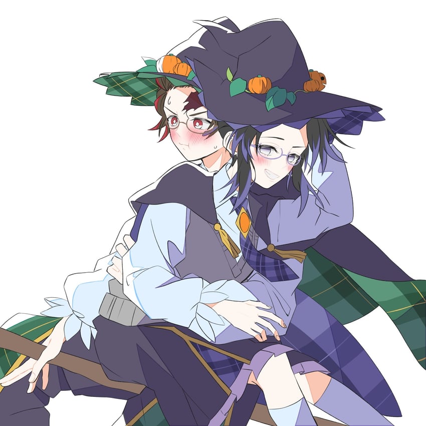 kochou shinobu and kamado tanjirou (kimetsu no yaiba) drawn by djmn_c