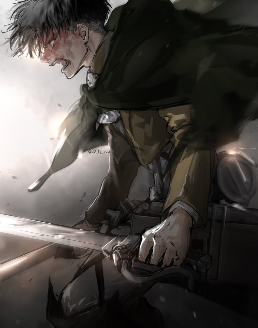levi (shingeki no kyojin) drawn by yuu_(39_hj_yuu)