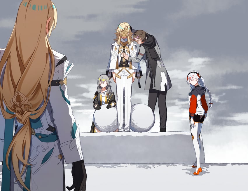 trailblazer, stelle, kiana kaslana, welt yang, luocha, and 1 more (honkai and 3 more) drawn by nara_nakiri