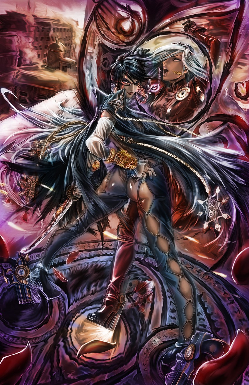 bayonetta and jeanne (bayonetta and 1 more) drawn by judgmentboygold