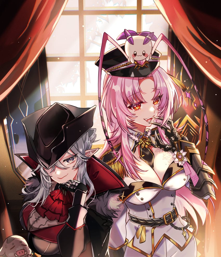 matara kan, geega, and momo (indie virtual youtuber) drawn by jyuka_en