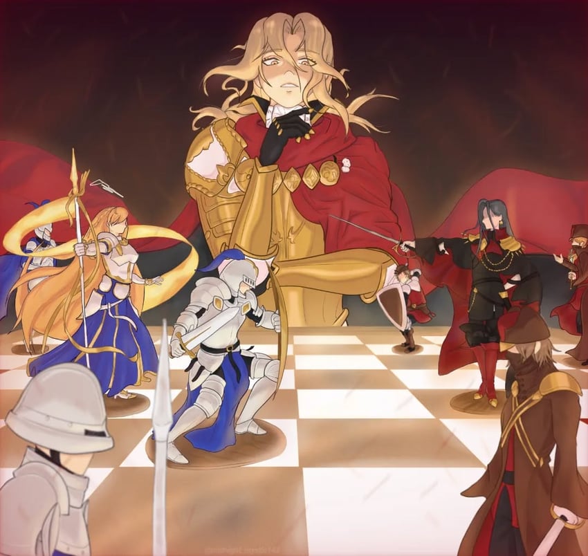 safiyyah, gloria, enforcer, candlelight, knighted guard, and 4 more (sword of convallaria) drawn by midnight_mystic