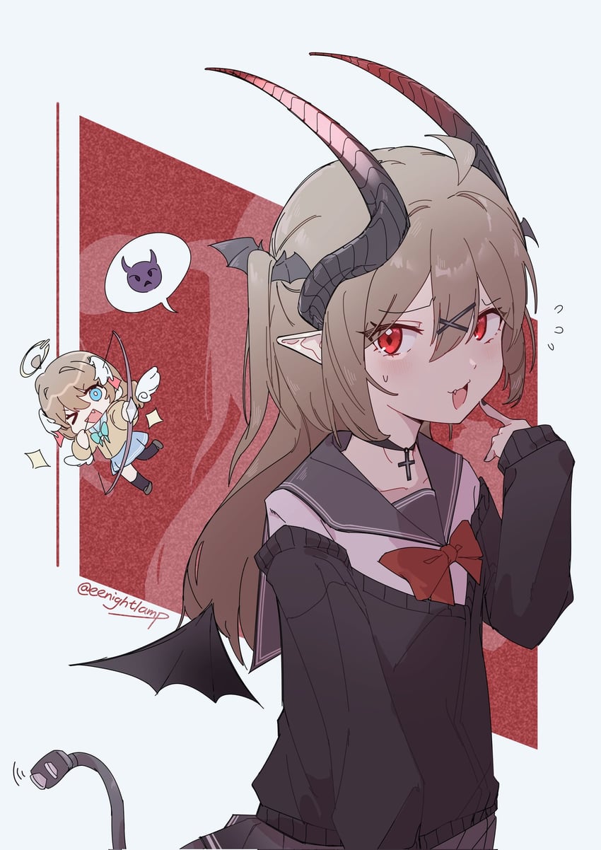 neuro-sama and evil neuro-sama (vedal ai) drawn by eenightlamp