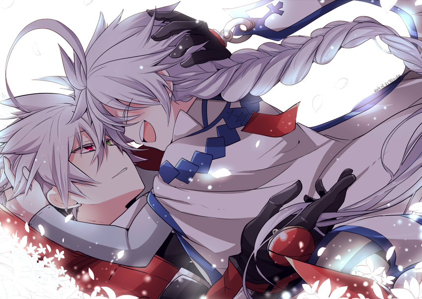 ragna the bloodedge and nu-13 (blazblue) drawn by kuro_yuzu