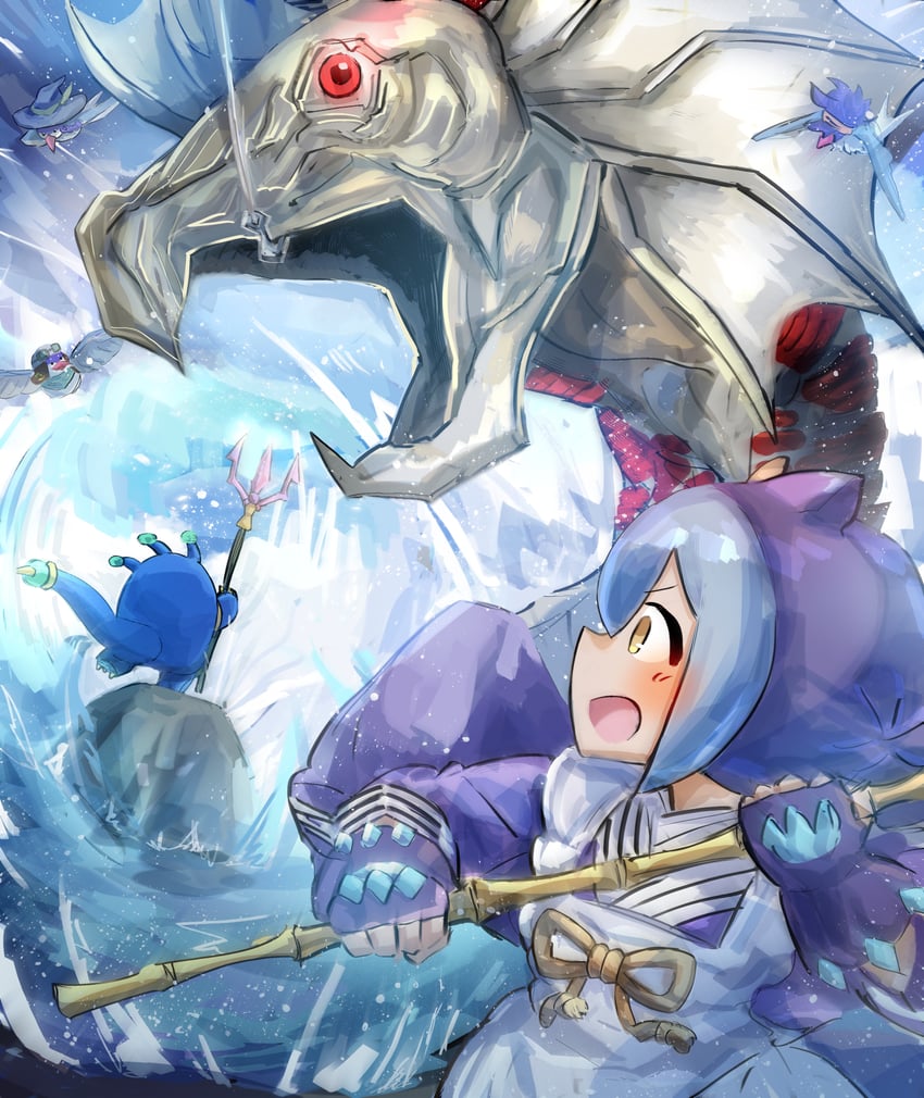 laundry dragonmaid, floowandereeze & snowl, turu-purun, and terrorking salmon (yu-gi-oh!) drawn by hatano_kiyoshi