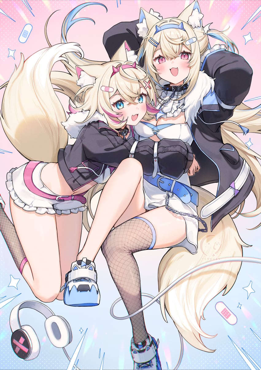 fuwawa abyssgard and mococo abyssgard (hololive and 1 more) drawn by yenkoes