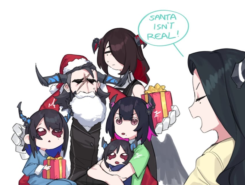 nerissa ravencroft, mamarissa, aradia ravencroft, malpha ravencroft, malphis ravencroft ii, and 1 more (hololive and 1 more) drawn by dasdokter