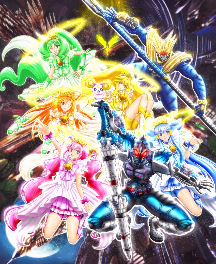 midorikawa nao, kise yayoi, aoki reika, hino akane, hoshizora miyuki, and 9 more (precure and 3 more) drawn by baunzel