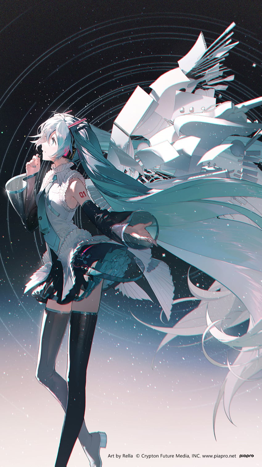hatsune miku (vocaloid and 1 more) drawn by rella