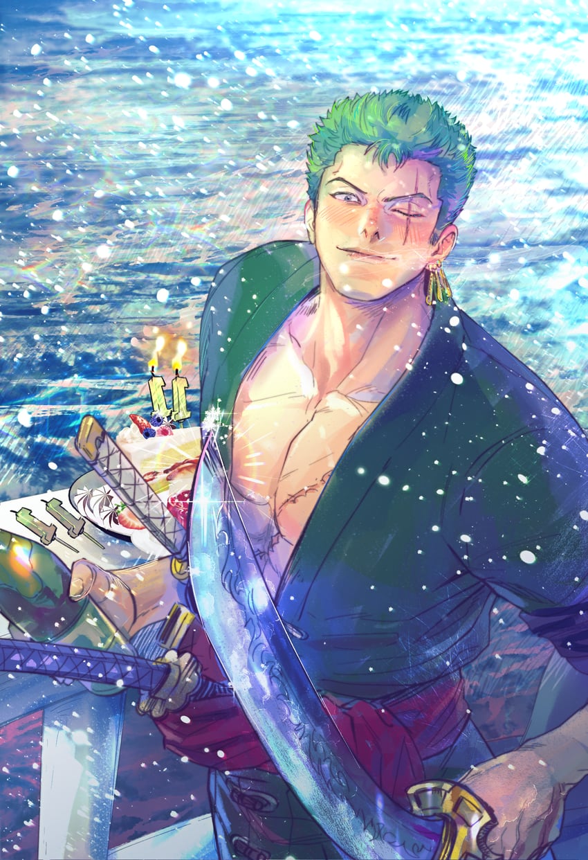roronoa zoro (one piece) drawn by eg_(eastg111)