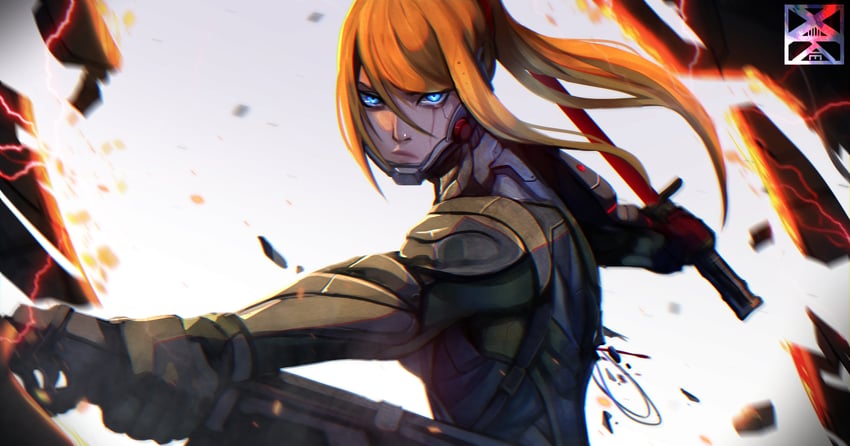 samus aran and samuel rodrigues (metroid and 2 more) drawn by xuuikie_ashe