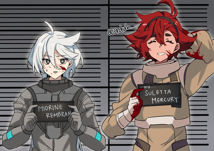 suletta mercury and miorine rembran (gundam and 2 more) drawn by pokarii_zuu
