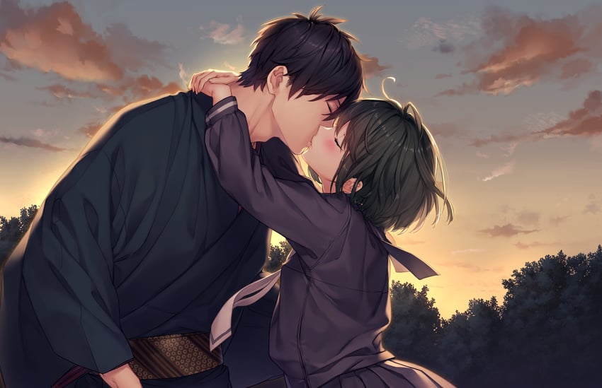 yasaka kurou and kuryo nozomi (nie no hakoniwa) drawn by kaguyuzu