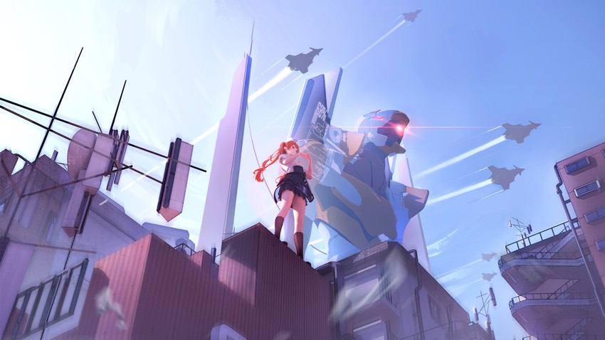 eva 00 and frederica nikola tesla (honkai and 3 more) drawn by gao_guangyue