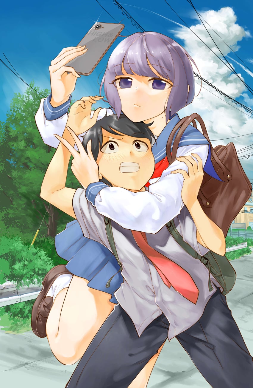 oohara misaki and koeda yuki (koushinchou no kouhai to teishinchou no senpai ga renai ni hatten suru made) drawn by inaba_makoto