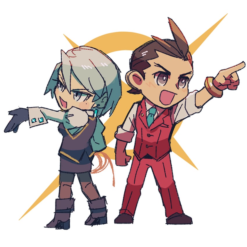 apollo justice and franziska von karma (ace attorney) drawn by tarragon