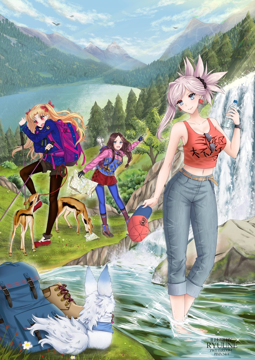 ereshkigal, miyamoto musashi, fou, and leonardo da vinci (fate and 1 more) drawn by ryuuneart