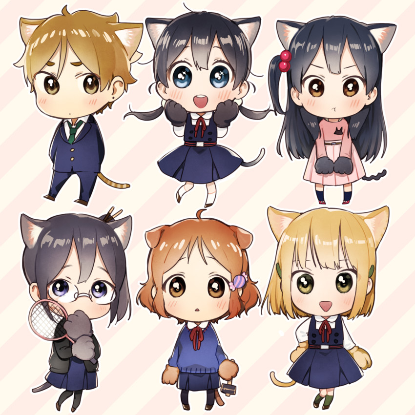 kitashirakawa tamako, ooji mochizou, kitashirakawa anko, tokiwa midori, asagiri shiori, and 1 more (tamako market) drawn by momose_(oqo)