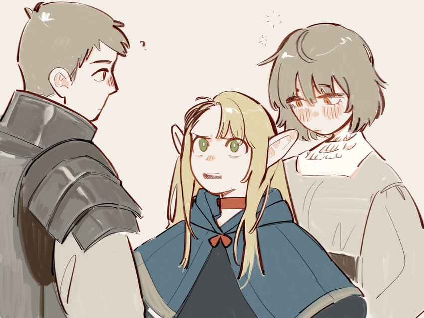 marcille donato, falin touden, and laios touden (dungeon meshi) drawn by ski.ip