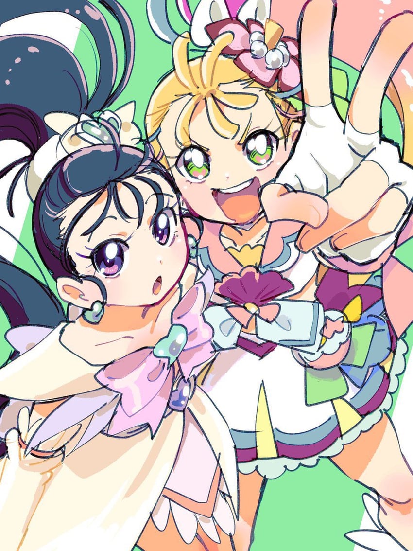 natsuumi manatsu, mishou mai, cure summer, and cure egret (precure and 2 more) drawn by azuma_yukihiko