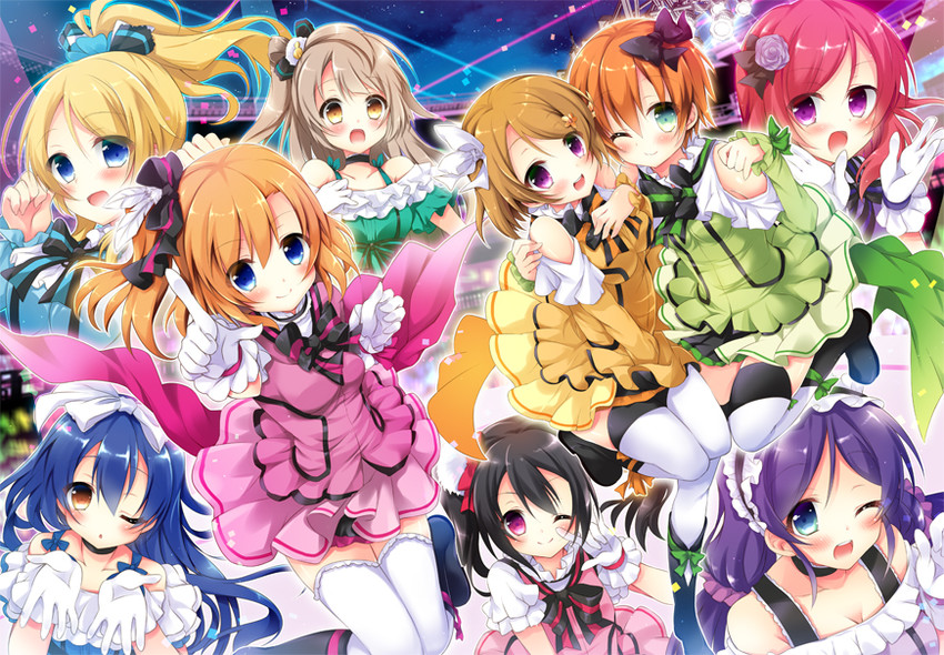 nishikino maki, tojo nozomi, sonoda umi, yazawa nico, ayase eli, and 4 more (love live! and 1 more) drawn by natsuki_yuu_(amemizu)