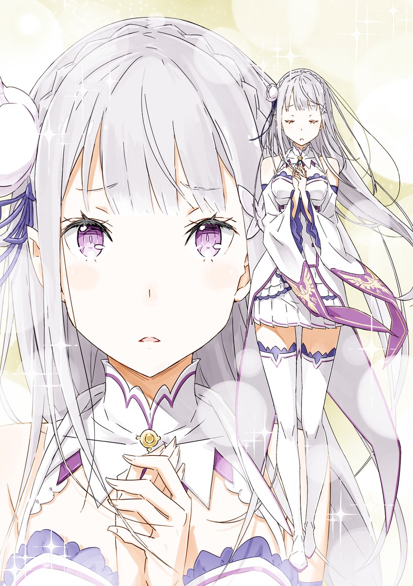emilia (re:zero kara hajimeru isekai seikatsu) drawn by ddukae and ootsuka_shin'ichirou