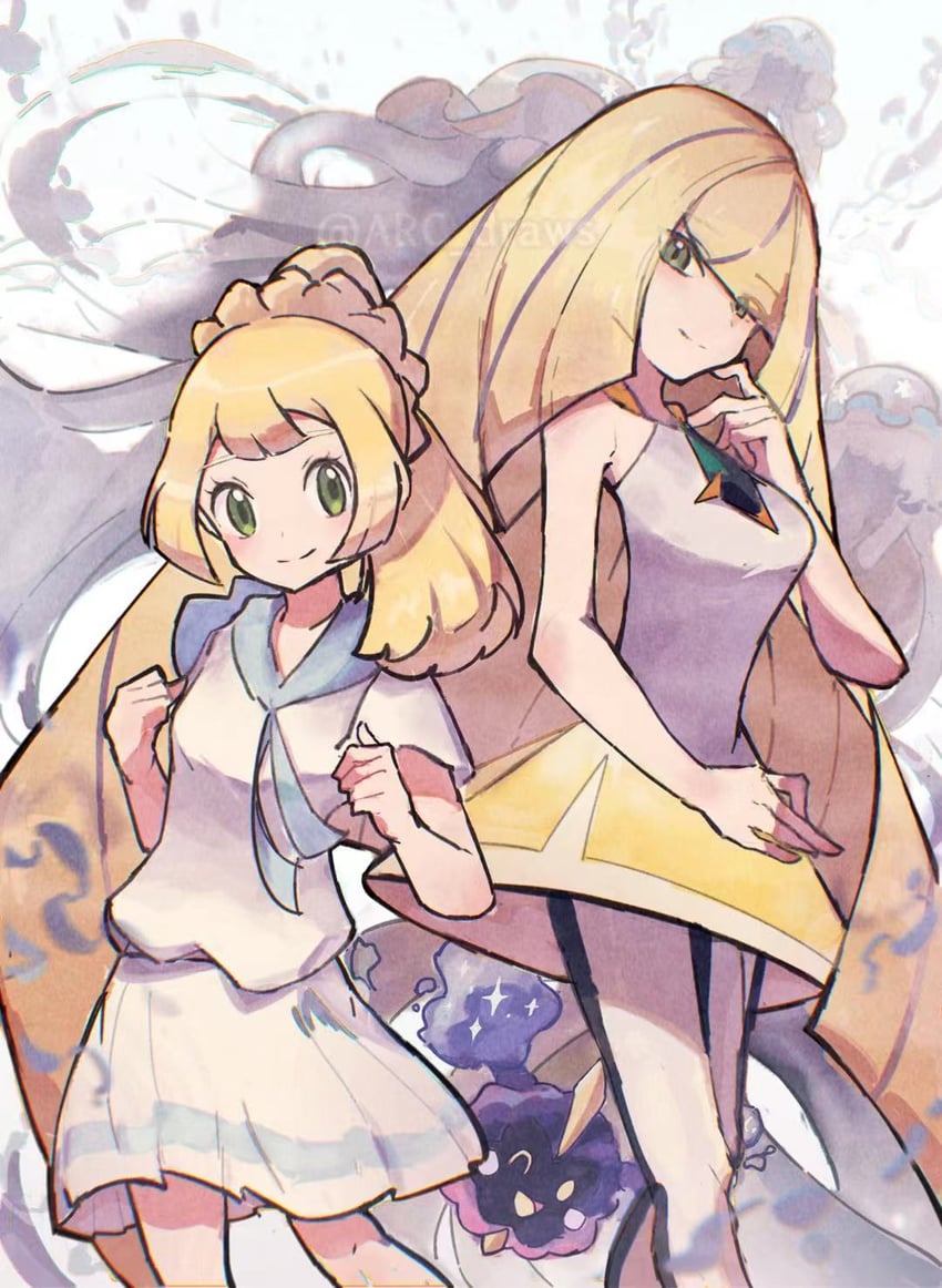 lillie, lusamine, and cosmog (pokemon and 2 more) drawn by arc_draws
