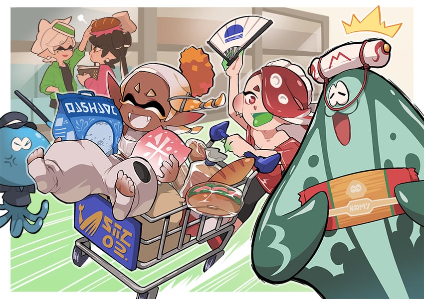 shiver, frye, big man, jellyfish, callie, and 1 more (splatoon and 1 more) drawn by gomipomi