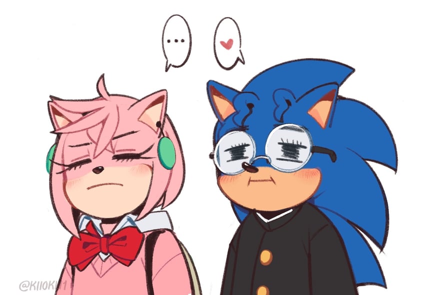 sonic the hedgehog, amy rose, ayase momo, and takakura ken (sonic and 1 more) drawn by kiioki11