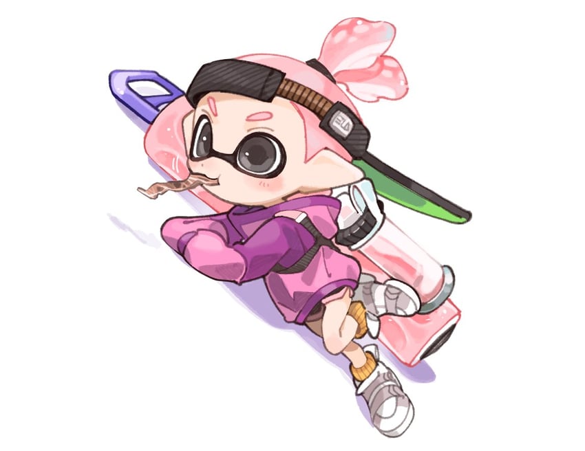 inkling player character and inkling boy (splatoon) drawn by spl8ya