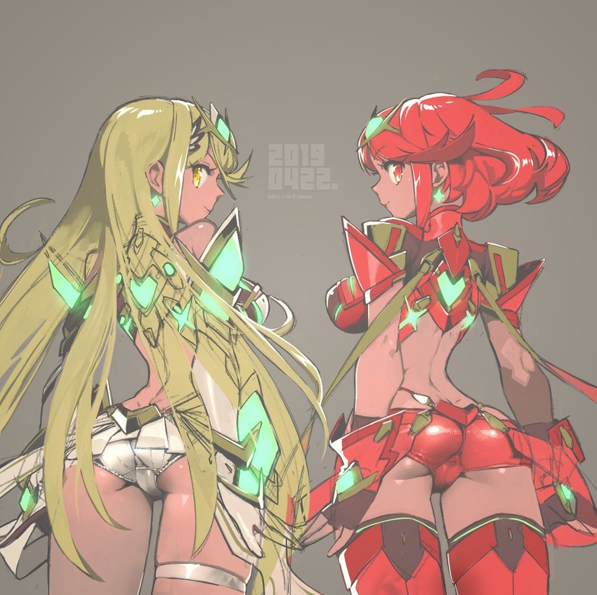 pyra and mythra (xenoblade chronicles and 1 more) drawn by sasaki_tomomi
