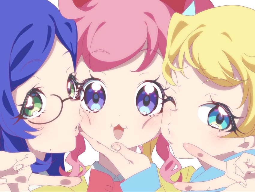 momoyama mirai, moegi emo, and aoba rinka (pretty series and 1 more) drawn by zashima