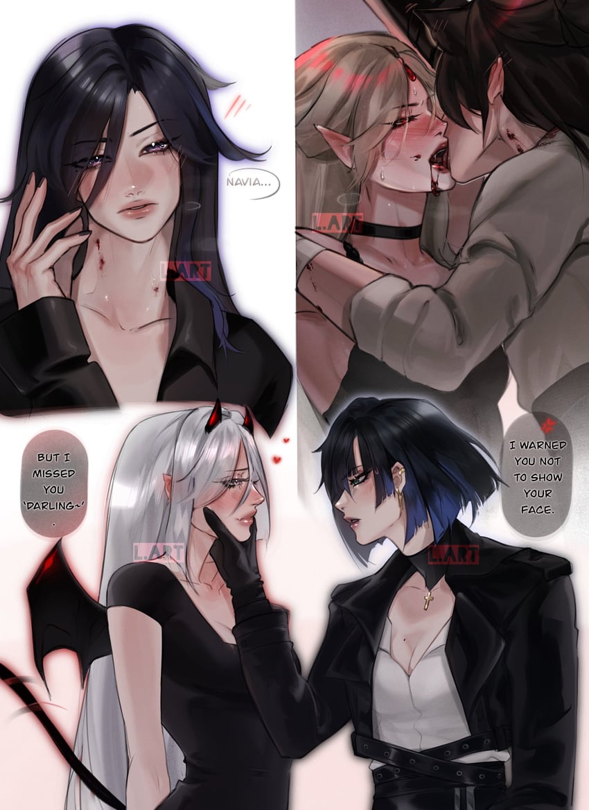 shenhe, yelan, ningguang, clorinde, and beidou (genshin impact) drawn by lart_art1