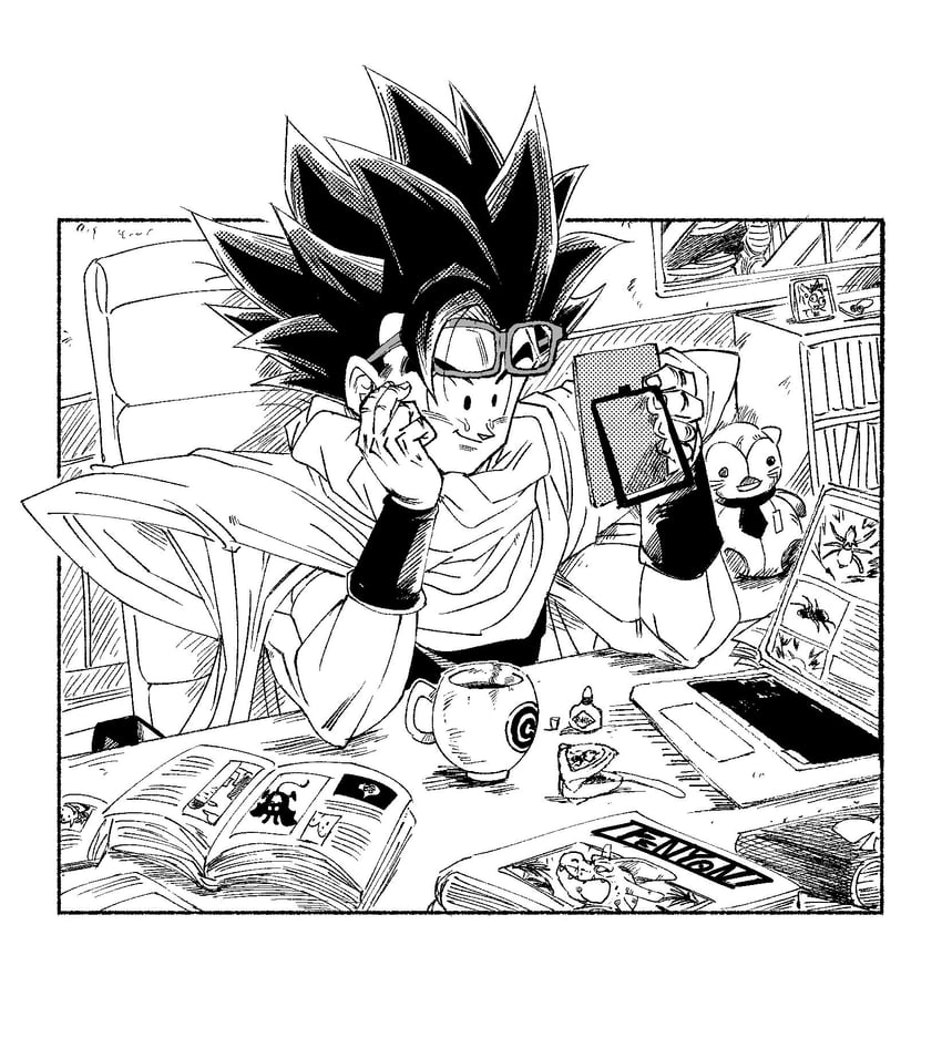 son gohan and dracky (dragon ball and 3 more) drawn by fenyon